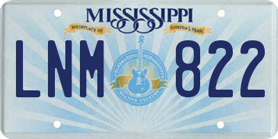 MS license plate LNM822