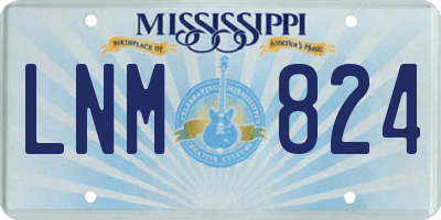 MS license plate LNM824