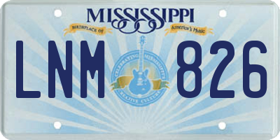 MS license plate LNM826