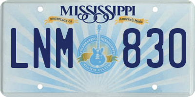 MS license plate LNM830