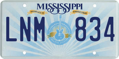MS license plate LNM834