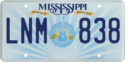 MS license plate LNM838