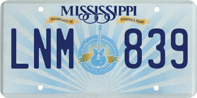 MS license plate LNM839