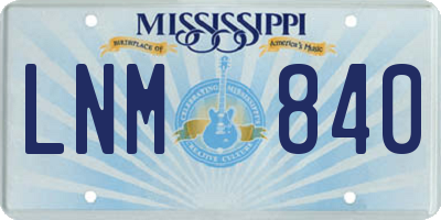 MS license plate LNM840