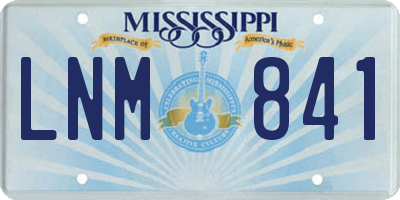 MS license plate LNM841