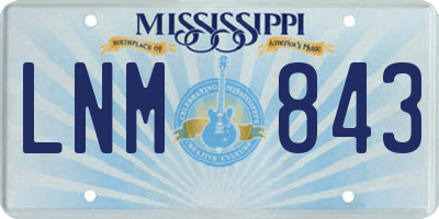 MS license plate LNM843