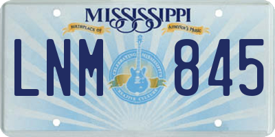 MS license plate LNM845