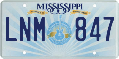 MS license plate LNM847