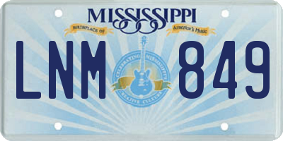 MS license plate LNM849