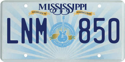 MS license plate LNM850