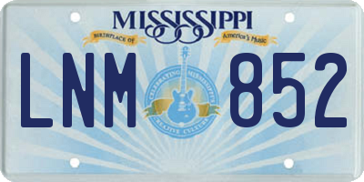 MS license plate LNM852