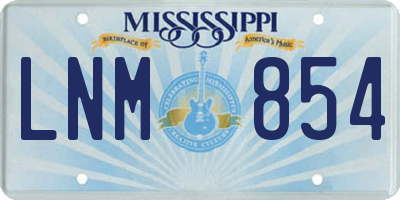 MS license plate LNM854