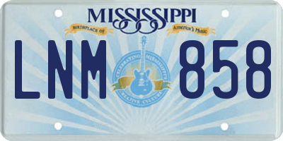 MS license plate LNM858