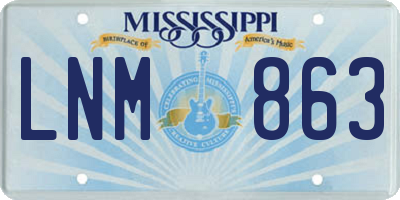 MS license plate LNM863