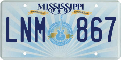 MS license plate LNM867