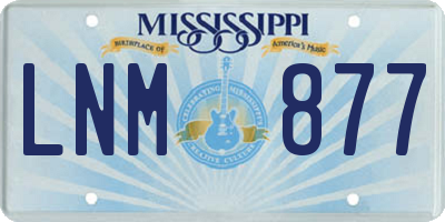MS license plate LNM877
