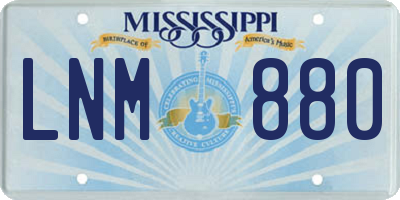 MS license plate LNM880