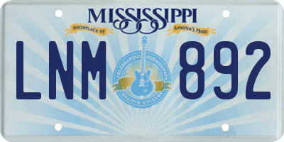 MS license plate LNM892