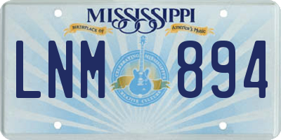 MS license plate LNM894