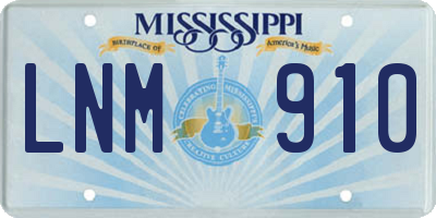 MS license plate LNM910