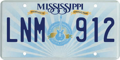 MS license plate LNM912