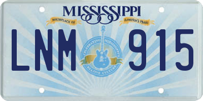 MS license plate LNM915