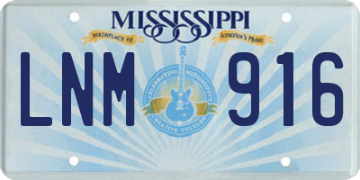 MS license plate LNM916