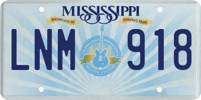 MS license plate LNM918