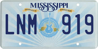 MS license plate LNM919