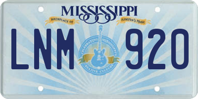 MS license plate LNM920
