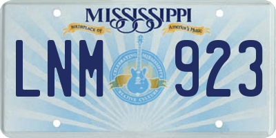 MS license plate LNM923