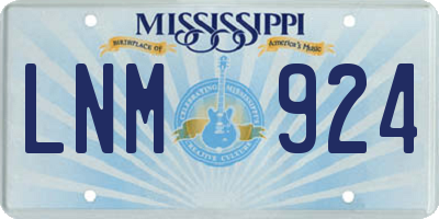 MS license plate LNM924