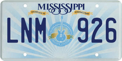 MS license plate LNM926