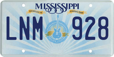 MS license plate LNM928