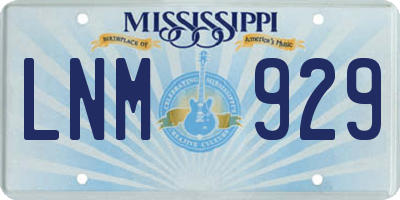 MS license plate LNM929