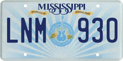 MS license plate LNM930