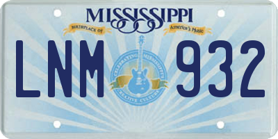MS license plate LNM932
