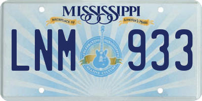 MS license plate LNM933
