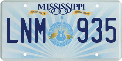 MS license plate LNM935
