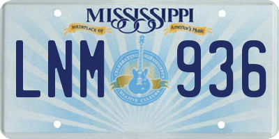 MS license plate LNM936