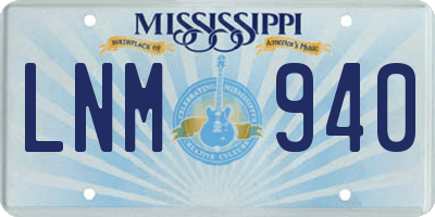 MS license plate LNM940