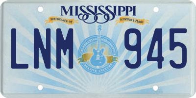 MS license plate LNM945