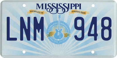 MS license plate LNM948