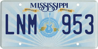 MS license plate LNM953
