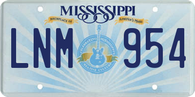 MS license plate LNM954