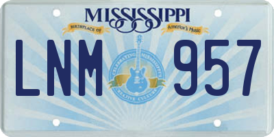 MS license plate LNM957