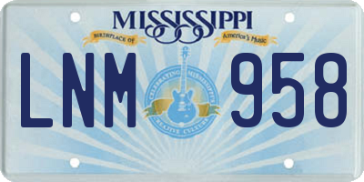 MS license plate LNM958