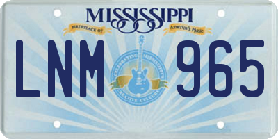 MS license plate LNM965