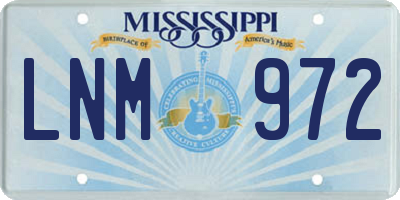 MS license plate LNM972