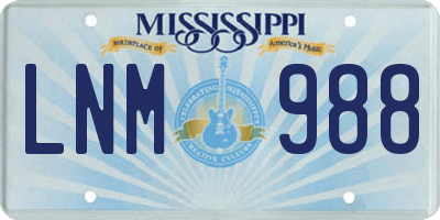 MS license plate LNM988